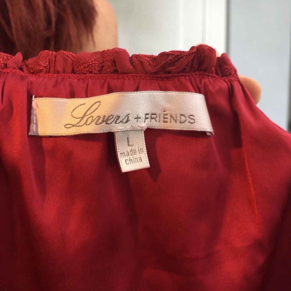 Lovers + Friends Red Embroidered OTS Shirt Blouse - Picture 5 of 8